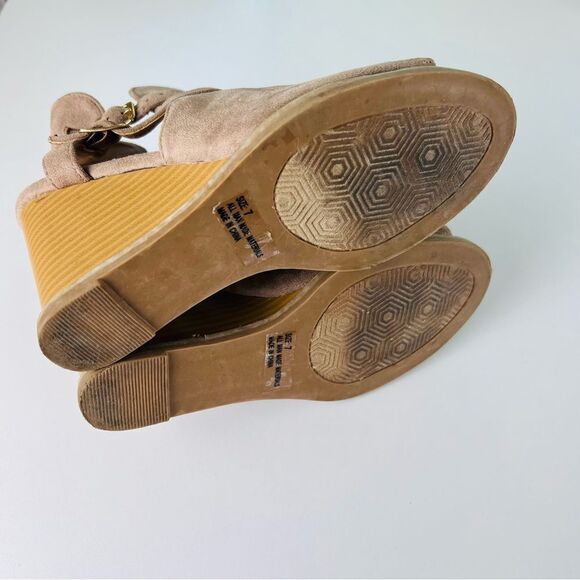 Qupido Shoes Boots Ankle Suede Open Toe Tan 7 - Picture 4 of 5